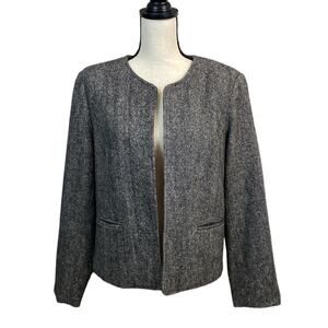 Orvis Charcoal Wool Tweed Open Front Blazer Size 14